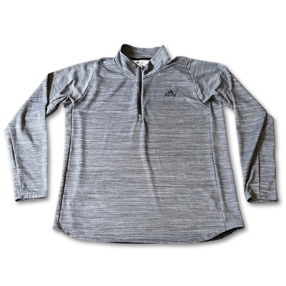 Adidas Sweatshirt Mens XL Pullover Grey 1/4 Zip Collared Neck Climalite Soft